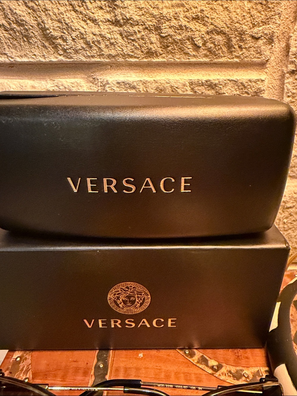 Versace Black Shield Sunglasses with Gold Trim ⭐️ GORGEOUS - Picture 2 of 13